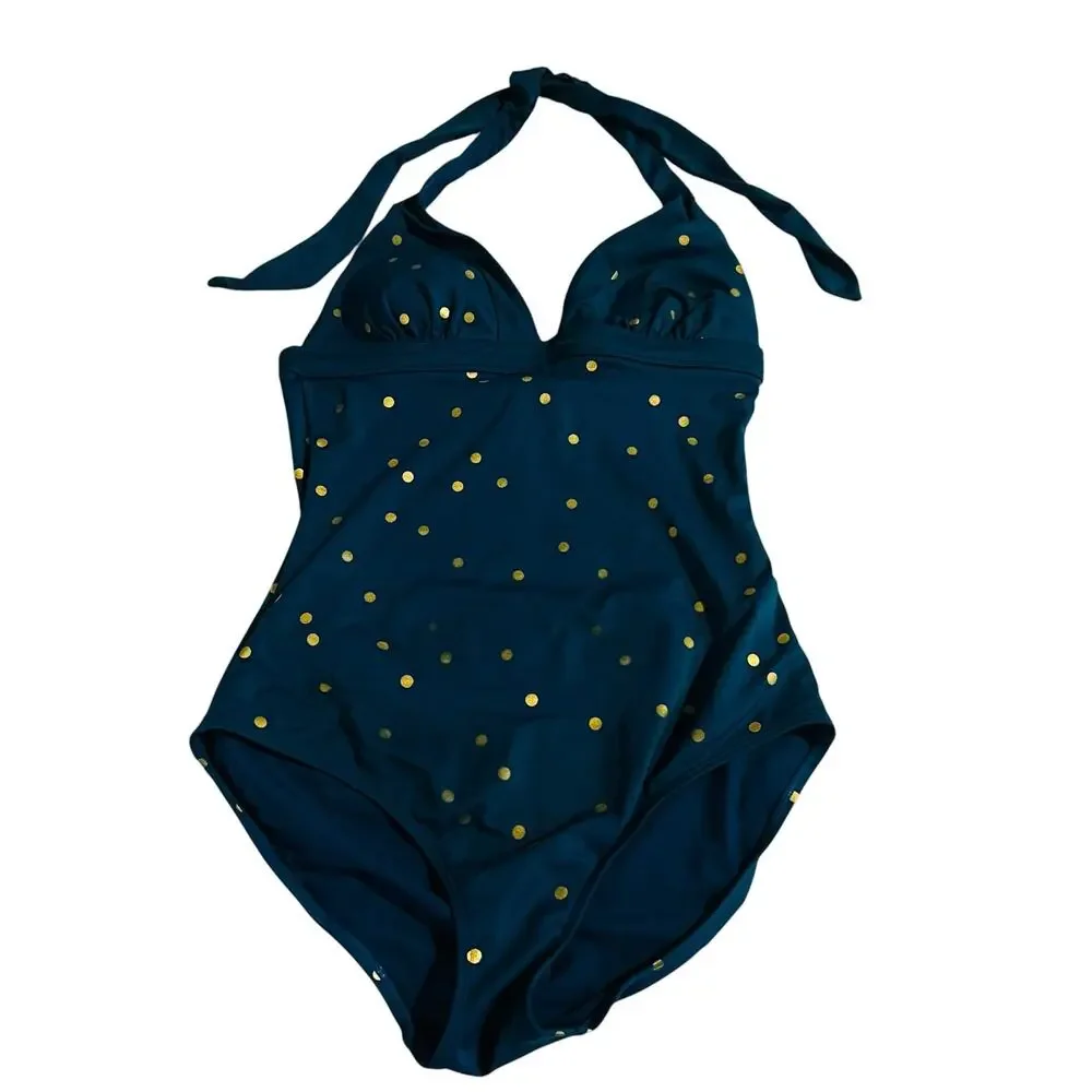 Boden polka Dot Halter One Piece Swimsuit Size 10